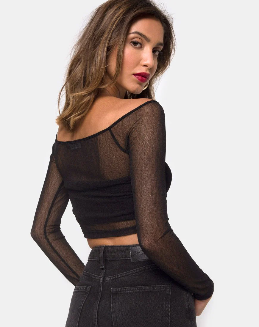 Ganida Crop Top in Schwarz - Image 2