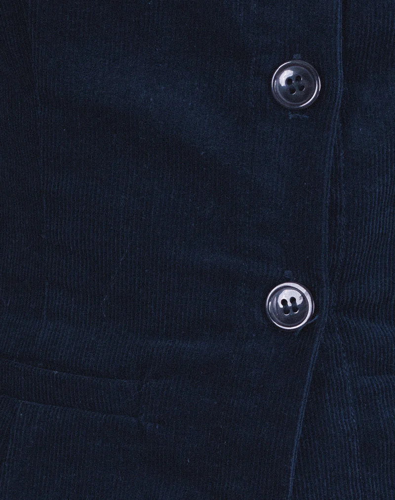 Ganita Weste in Baby Cord Navy - Image 6