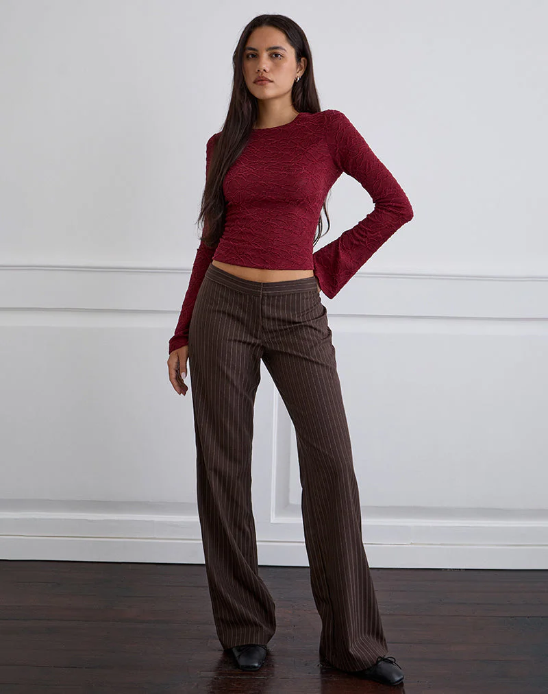 Ganta Slim Hose in Streifen Schokoladenbraun - Image 2