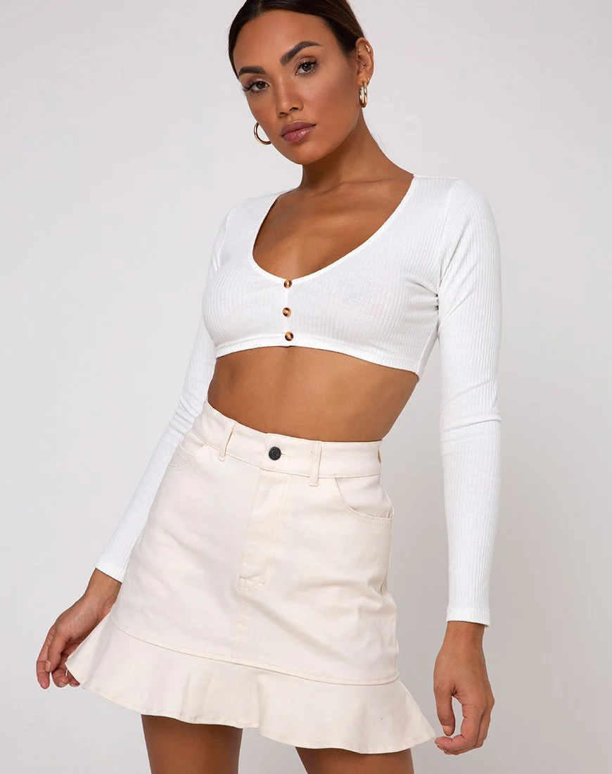 Gato Crop Top in Rippe elfenbein