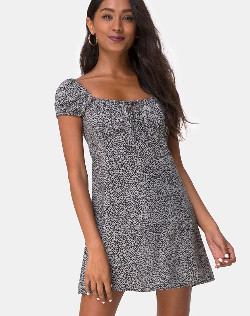 Gaval Kleid in Ditsy Leopard Grau