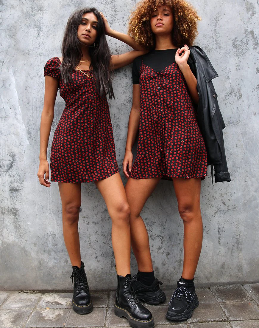 Gaval Minikleid in Dotty Rose Schwarz - Image 3