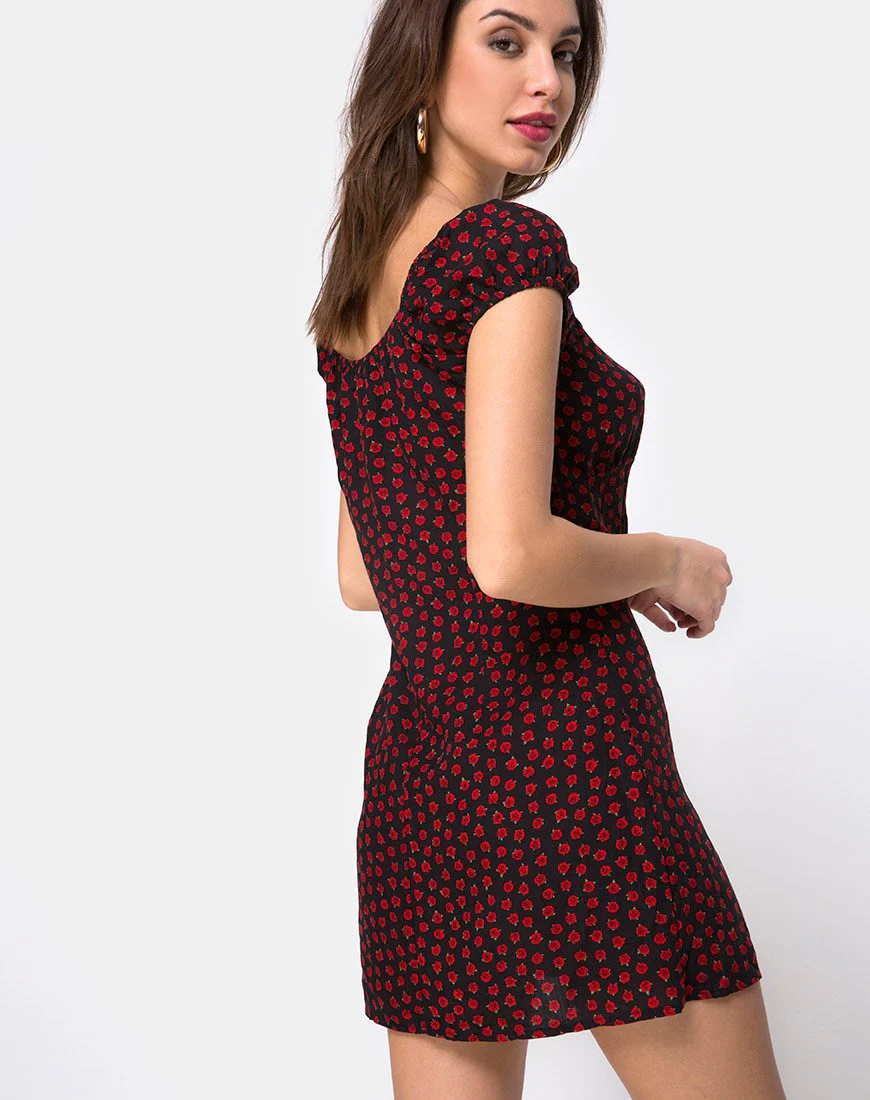 Gaval Minikleid in Dotty Rose Schwarz - Image 4