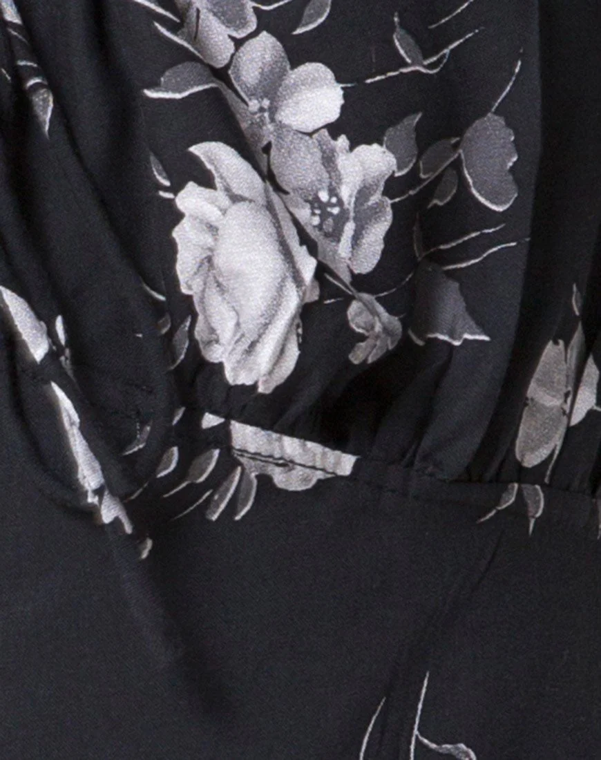 Gaval Minikleid in Mono Flower Schwarz - Image 5