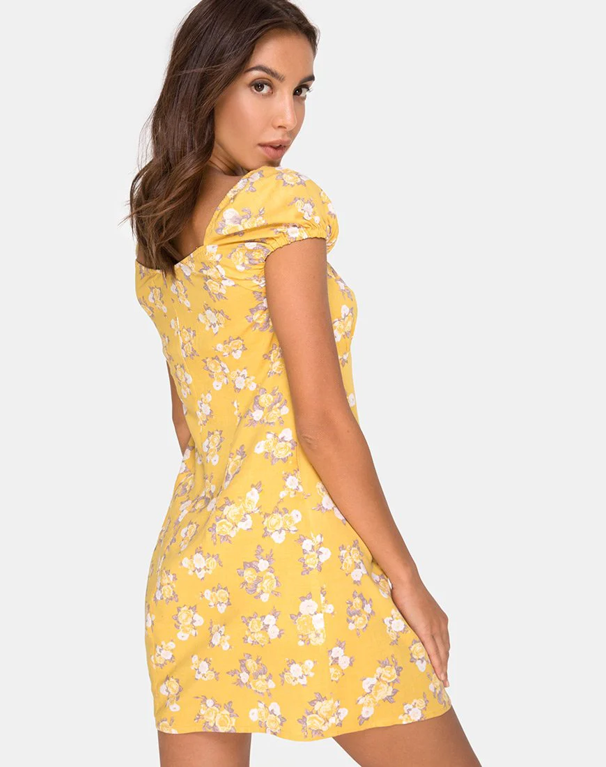 Gaval Minikleid in Rosenstrauß Gelb - Image 2