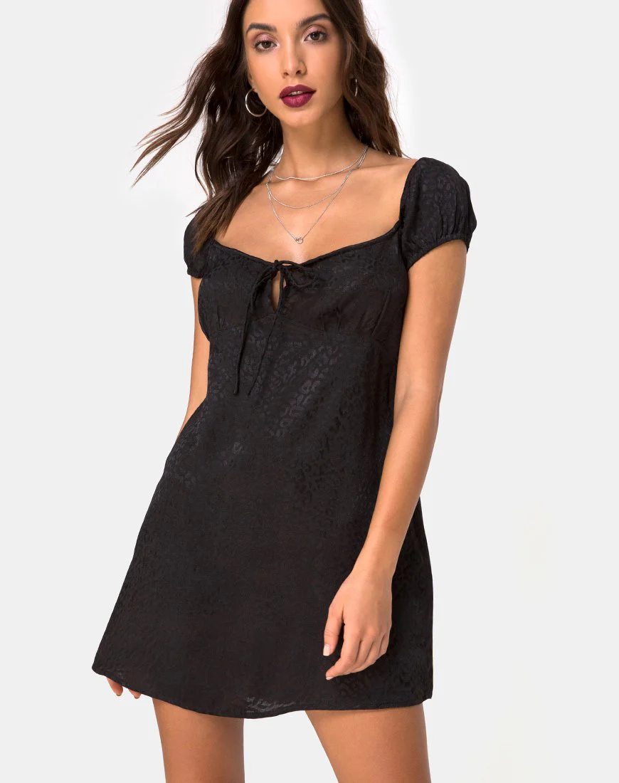 Gaval Minikleid aus Satin Gepard Schwarz