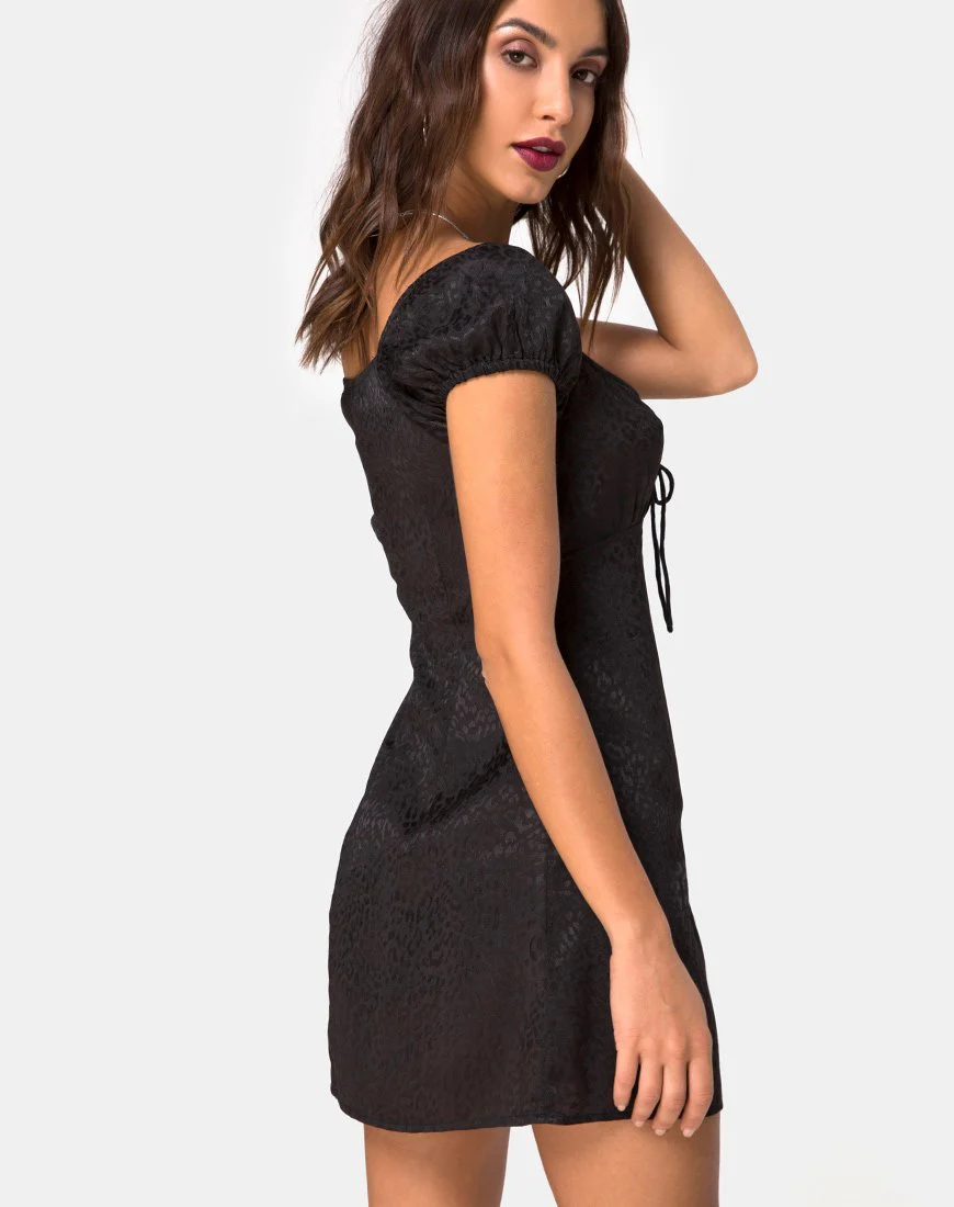 Gaval Minikleid aus Satin Gepard Schwarz - Image 2