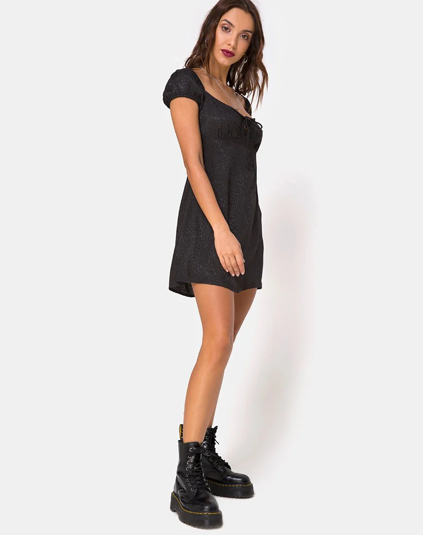 Gaval Minikleid aus Satin Gepard Schwarz - Image 3