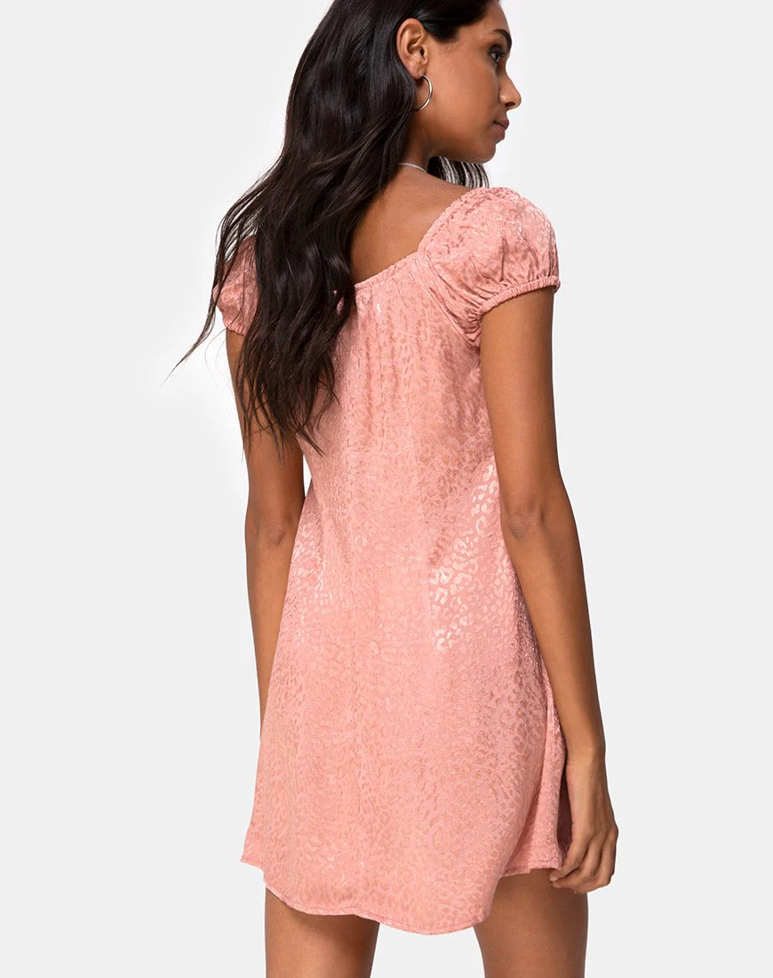 Gaval Minikleid aus Satin Gepard staubiges Rosa - Image 3