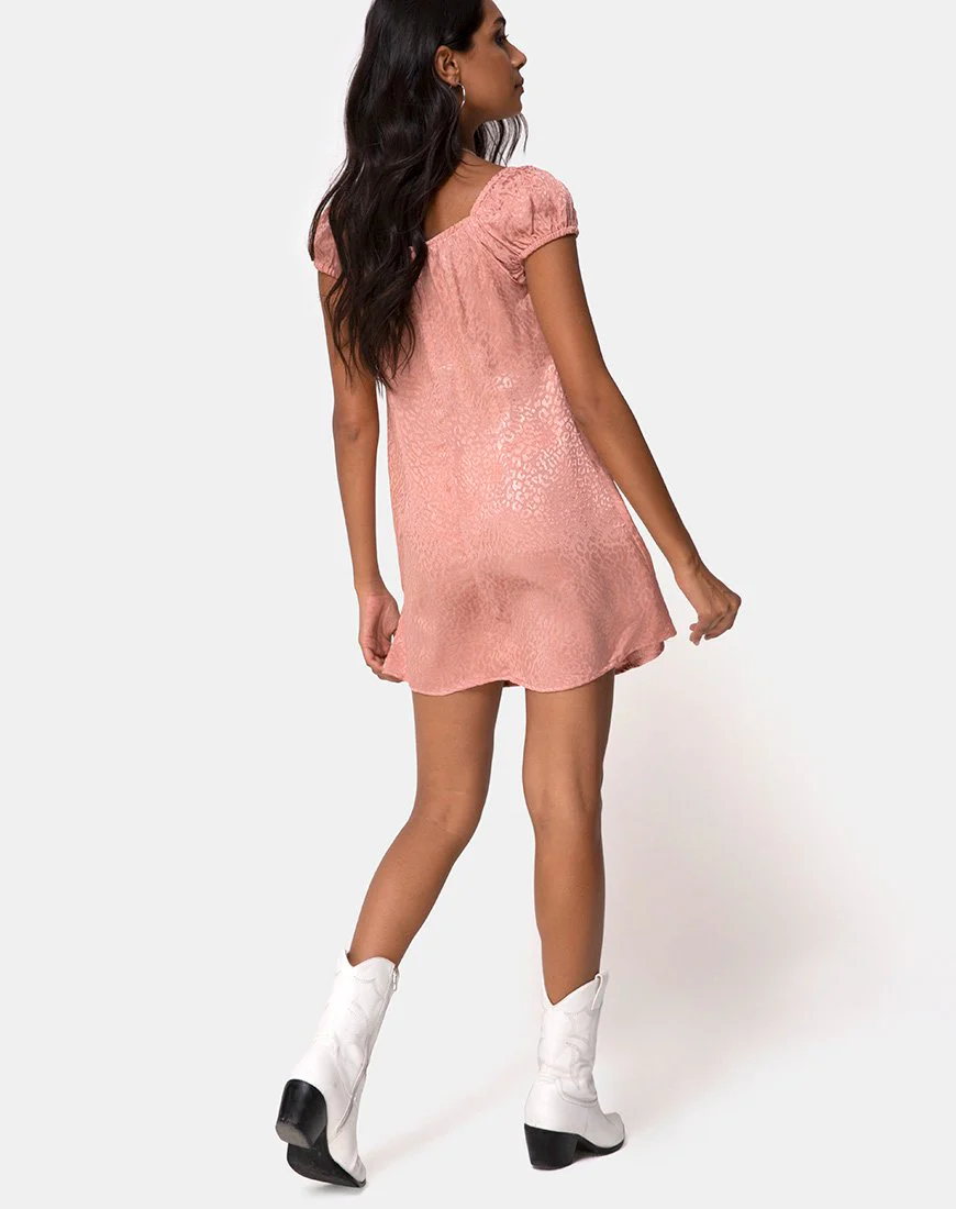 Gaval Minikleid aus Satin Gepard staubiges Rosa - Image 4