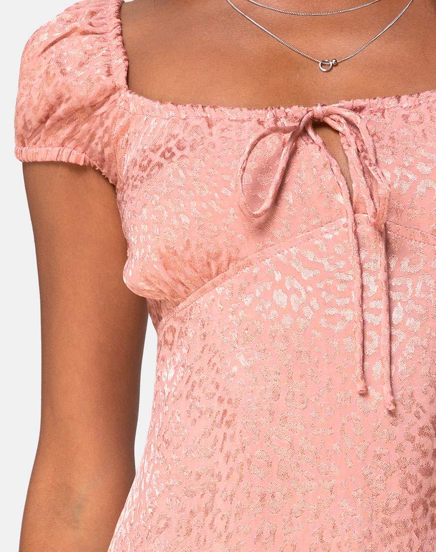 Gaval Minikleid aus Satin Gepard staubiges Rosa - Image 5