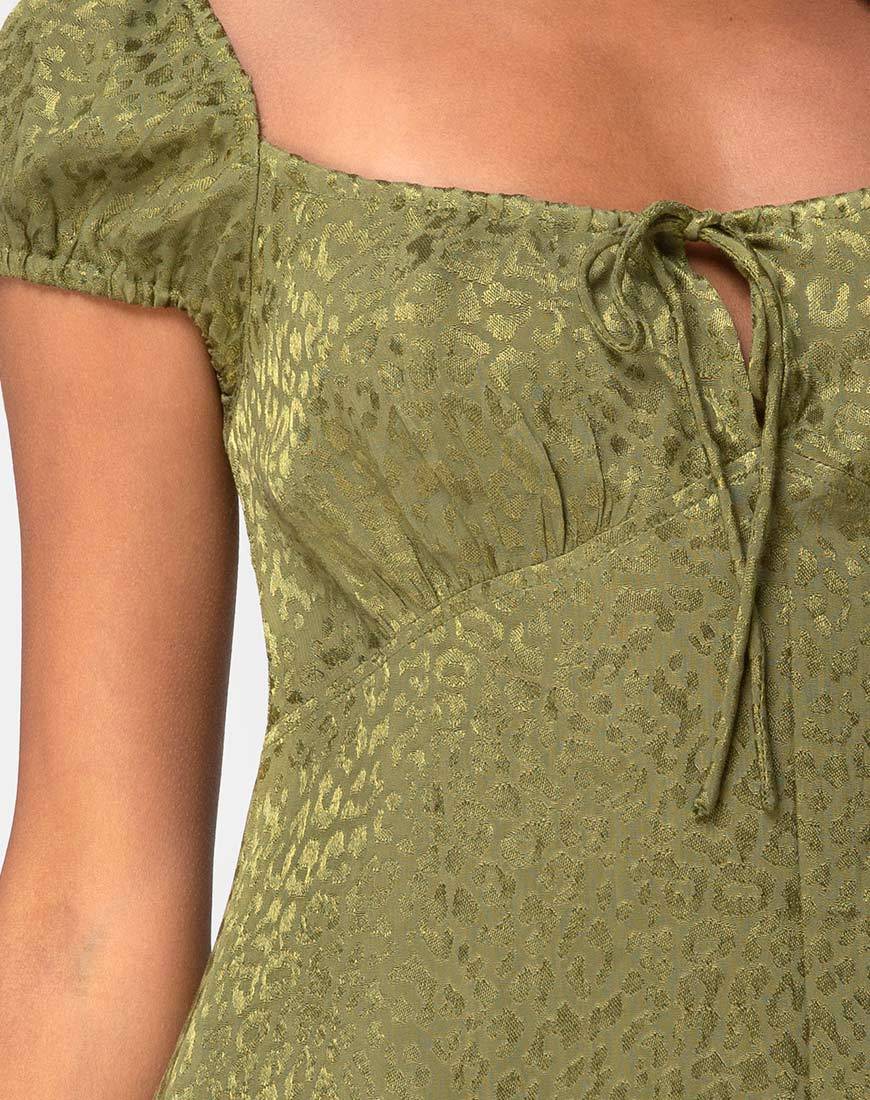 Gaval Minikleid aus Satin Gepard Khaki - Image 5