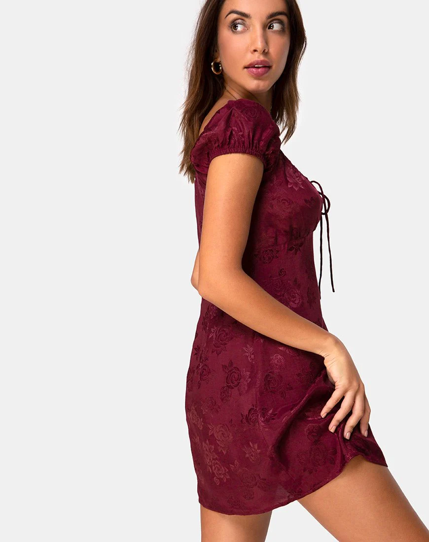 Gaval Minikleid aus Satin Rose Burgundy - Image 3