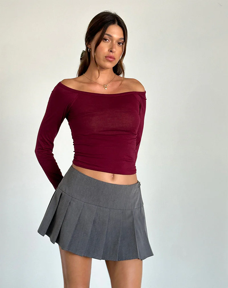 Gavya Bardot Langarm-Top in Burgundy - Image 3