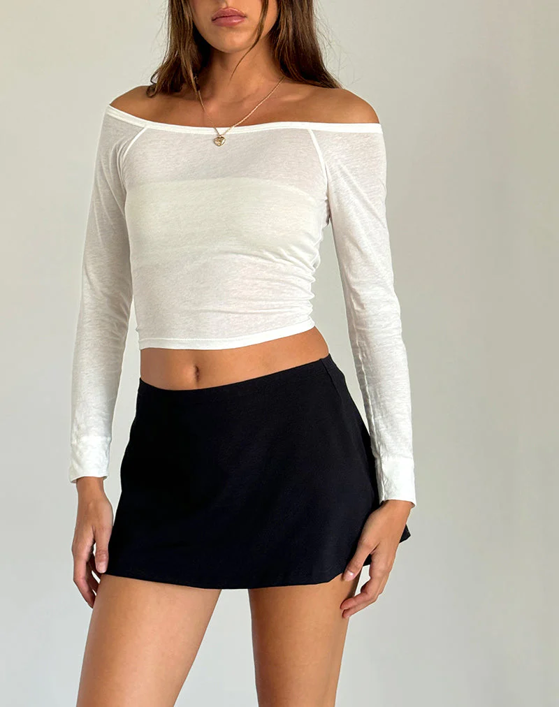 Gavya Langärmeliges Bardot-Top in Off White