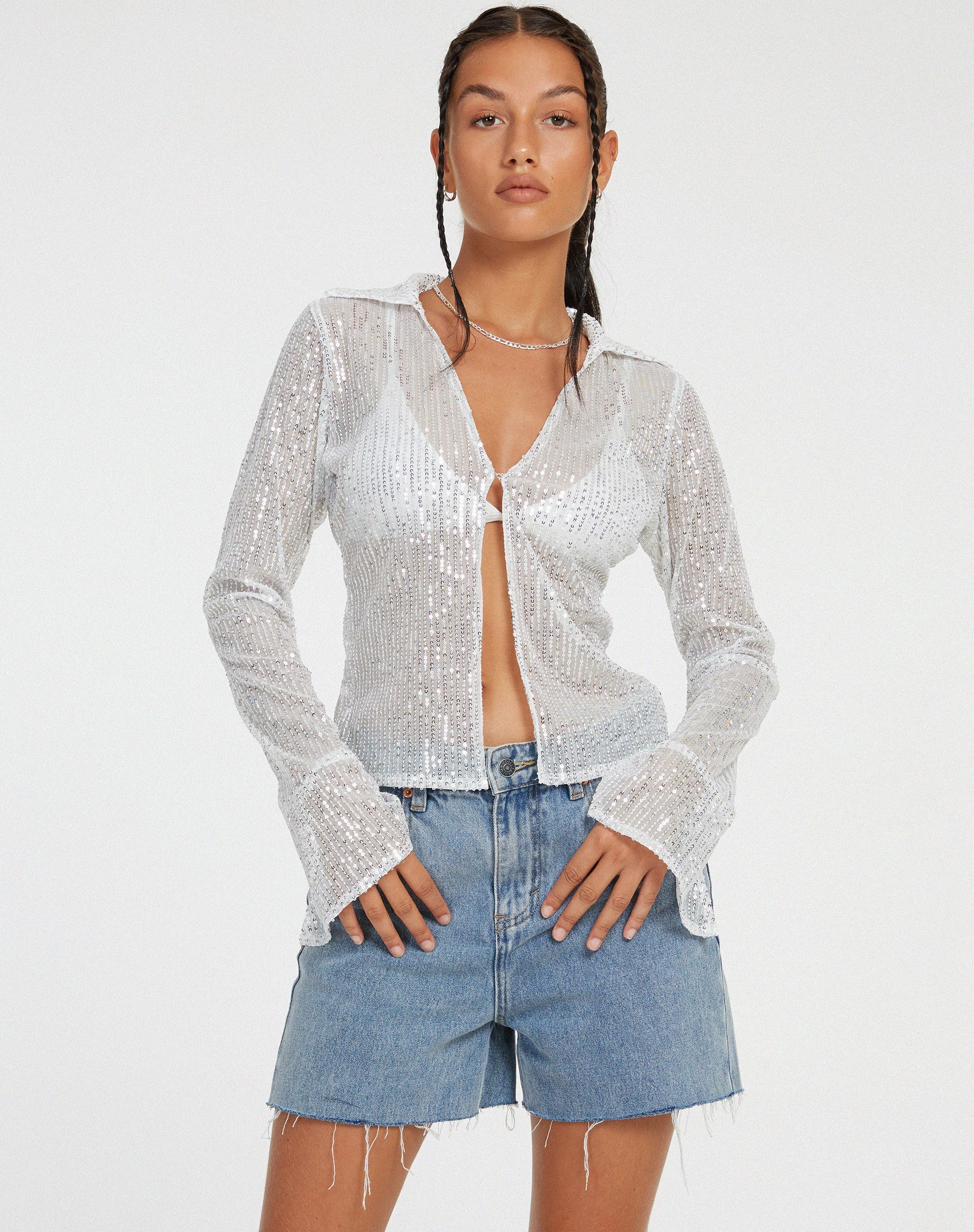 Gedza Top aus Pailletten Silber - Image 4