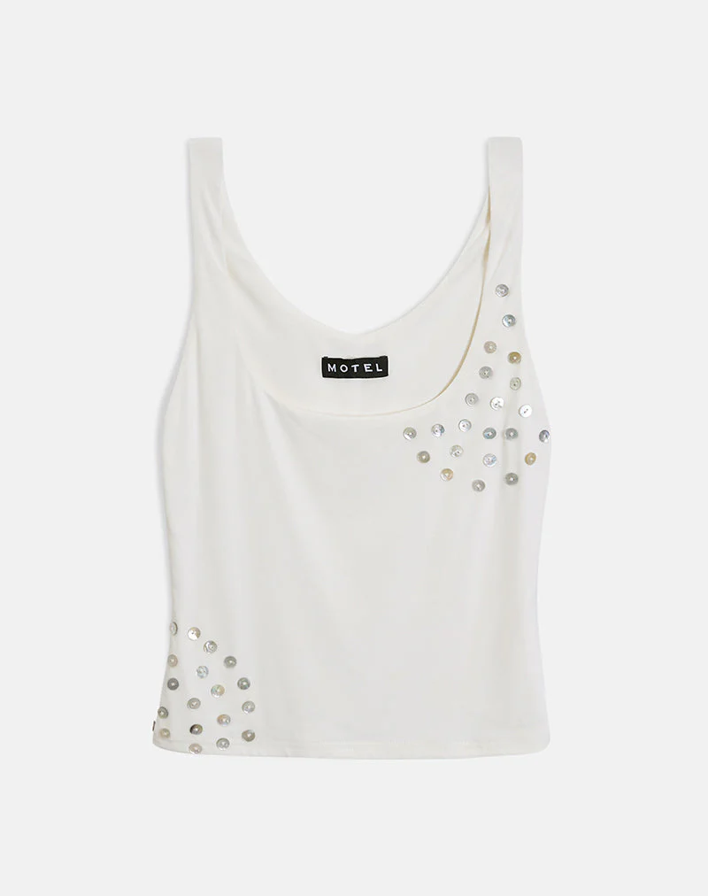 Gelita Vest with Pearl Buttons in White Eco Lyocell - Image 4