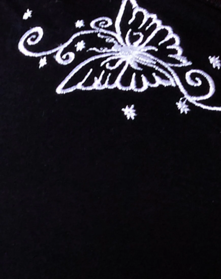 Gelsa Minikleid in Schwarz mit Schmetterlingsstickerei - Image 5