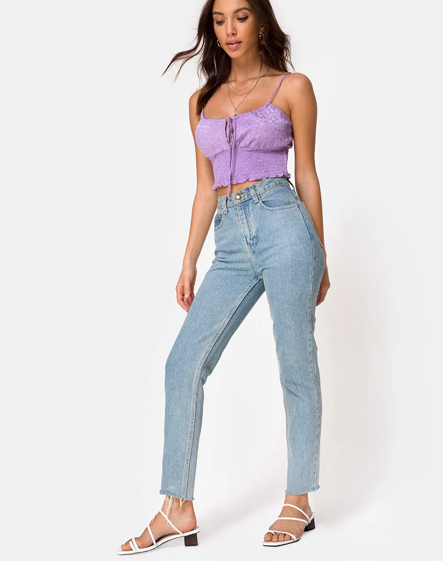 Gemala Cami Top in Satin Ditsy Rose Lavendel - Image 3
