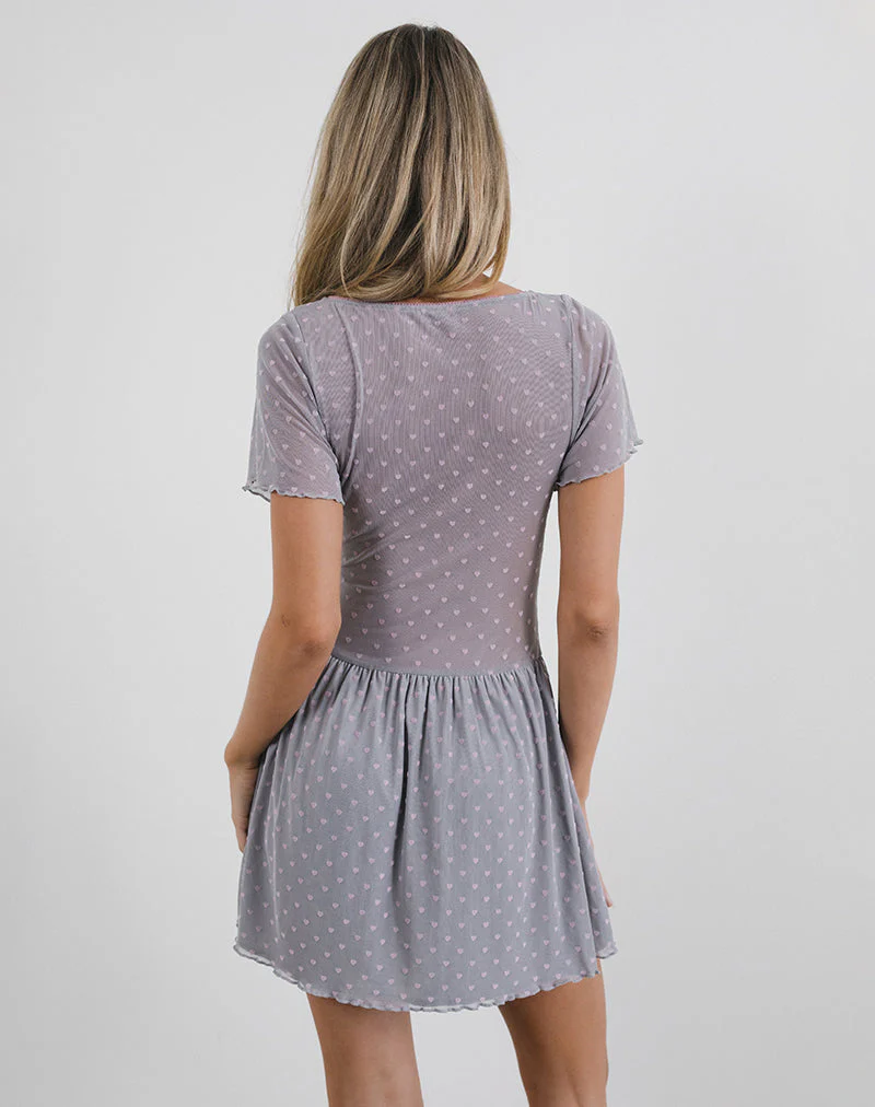 Geni Minikleid in Herzflocke Grau - Image 3