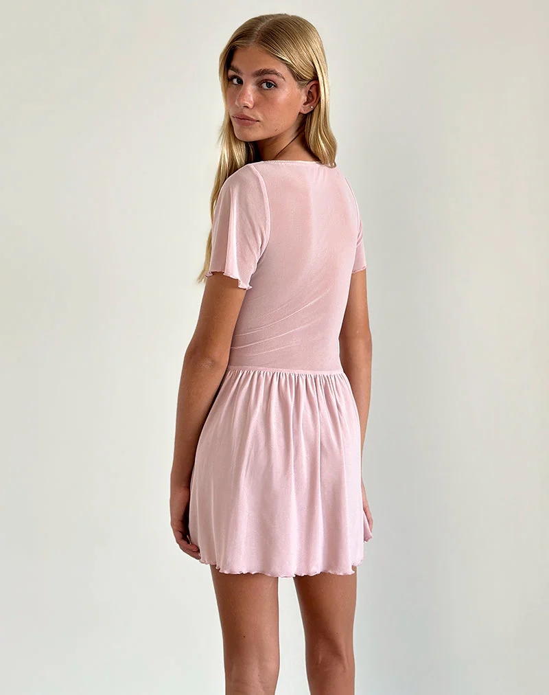 Geni Minikleid aus Mesh in Babyrosa - Image 4