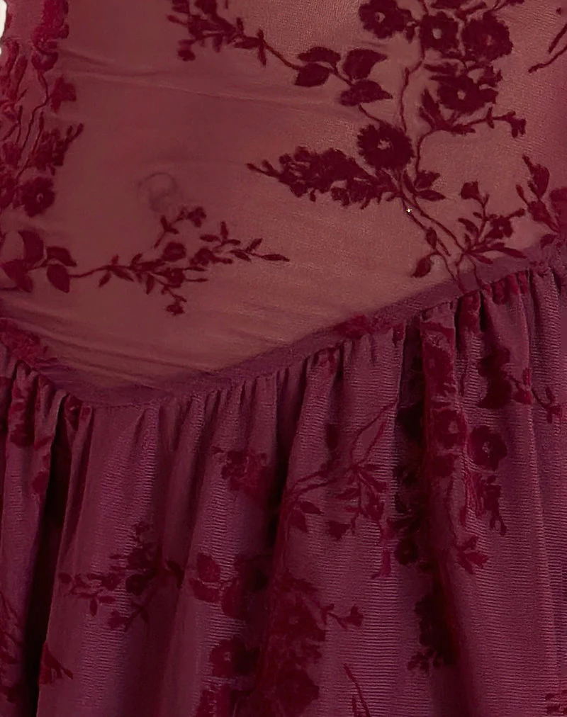 Geni Minikleid in Botanical Flower Maroon - Image 6