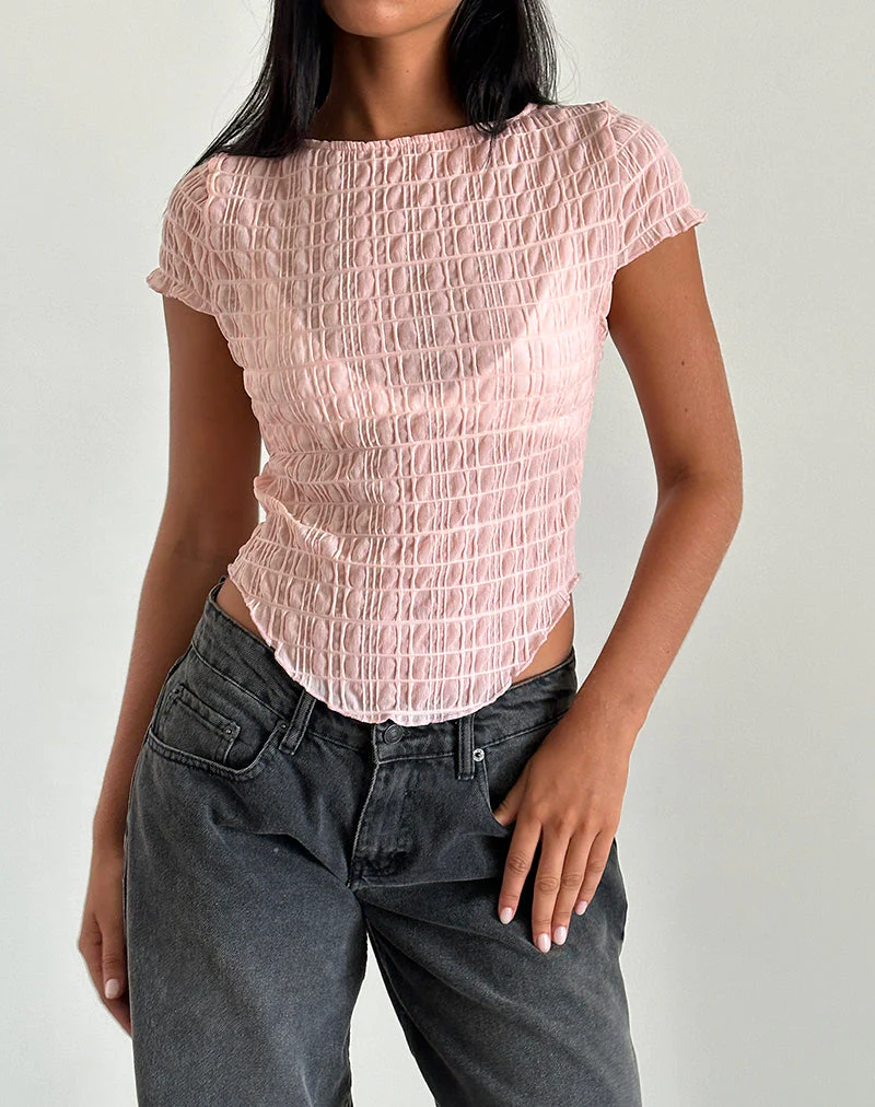 Georgia Texturiertes Mesh-Top in errötendem Rosa - Image 3