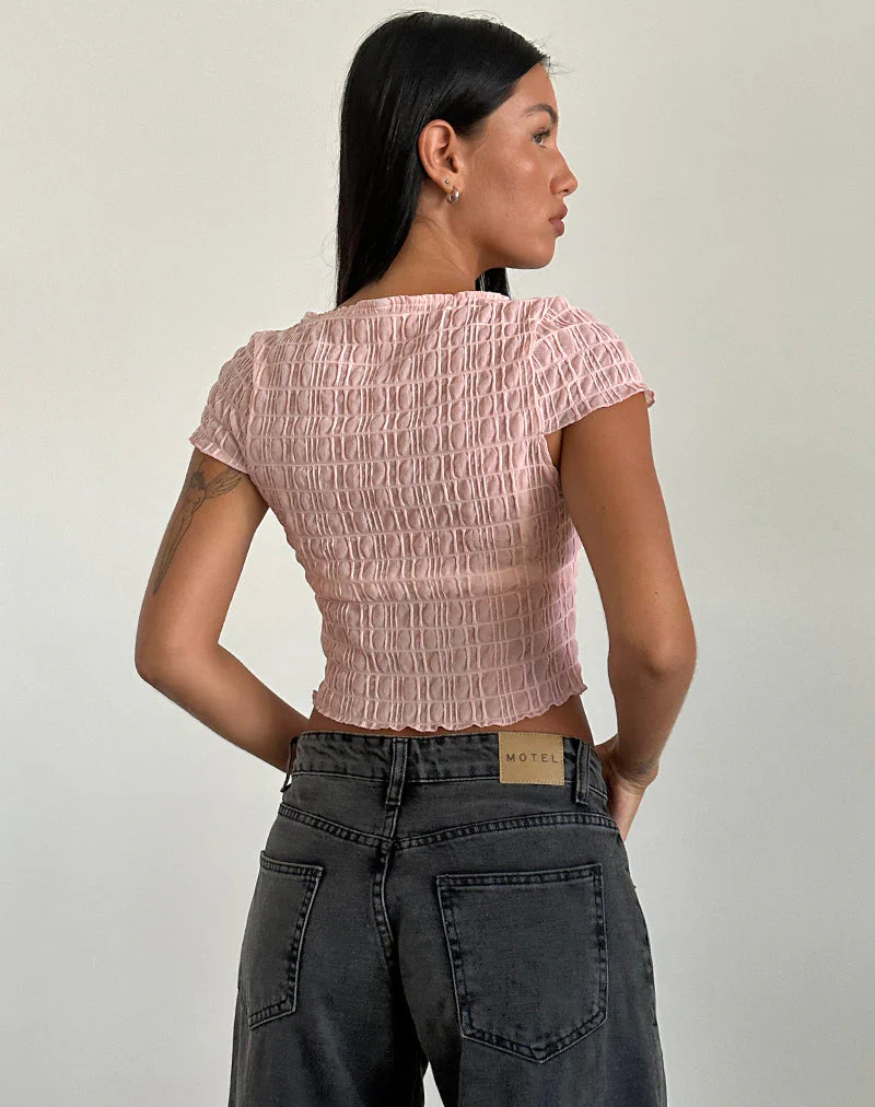 Georgia Texturiertes Mesh-Top in errötendem Rosa - Image 4