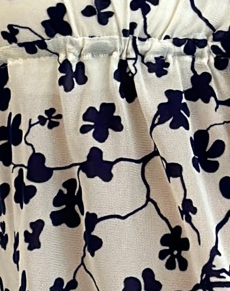 Gerbera Langarm Top in Grunge Floral Flock Creme - Image 5