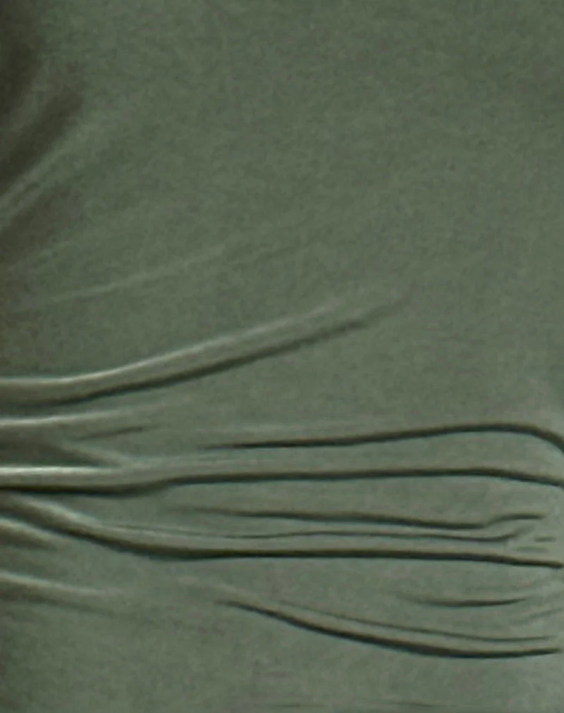 Gillian Langärmeliges Minikleid in Slinky Khaki - Image 7