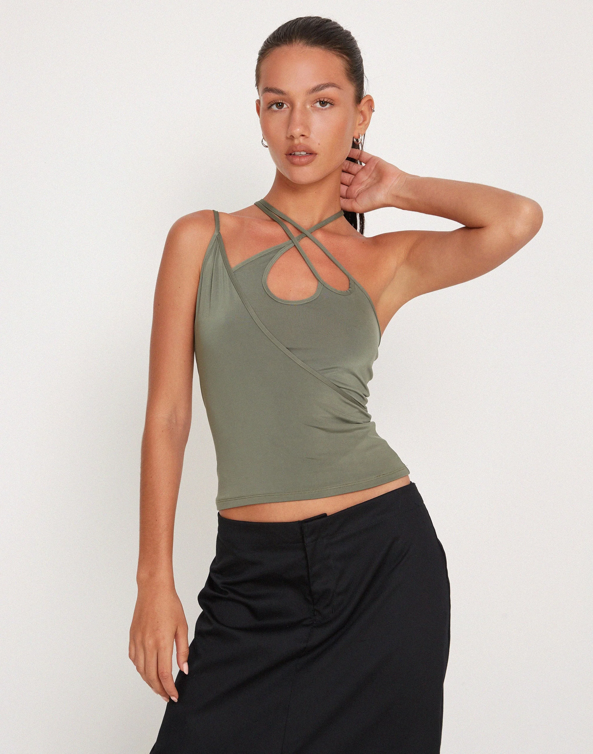 Giola Crop Top in Khaki - Image 4