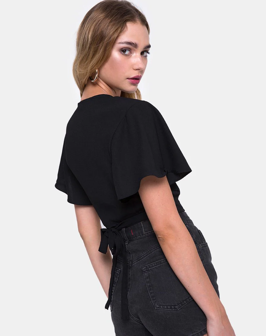 Gios Crop Top in Crep Schwarz - Image 2