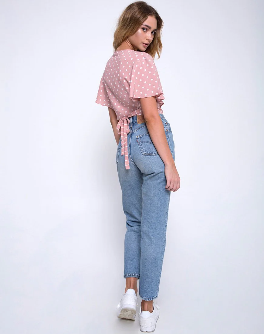 Gios Wickeloberteil mit Fleckenstreifen in Rosa und Weiß - Image 4