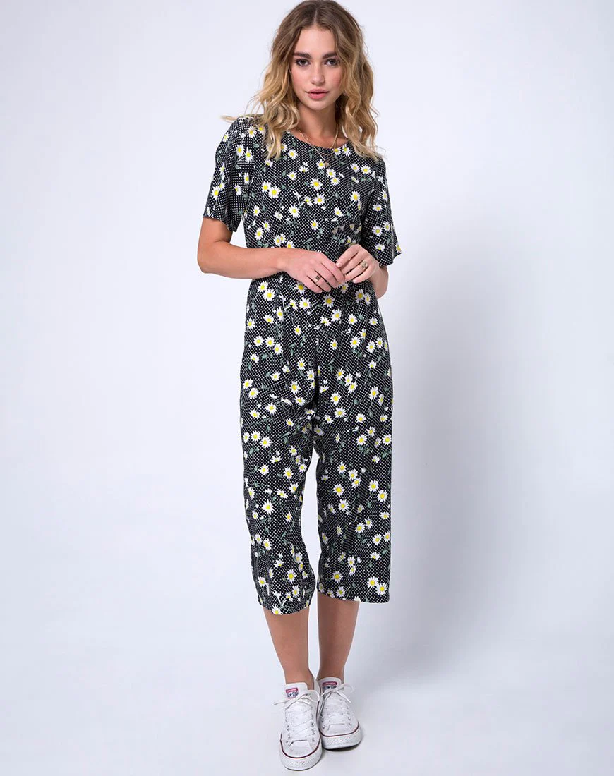 Giotto Jumpsuit aus Polka Daisy Schwarz