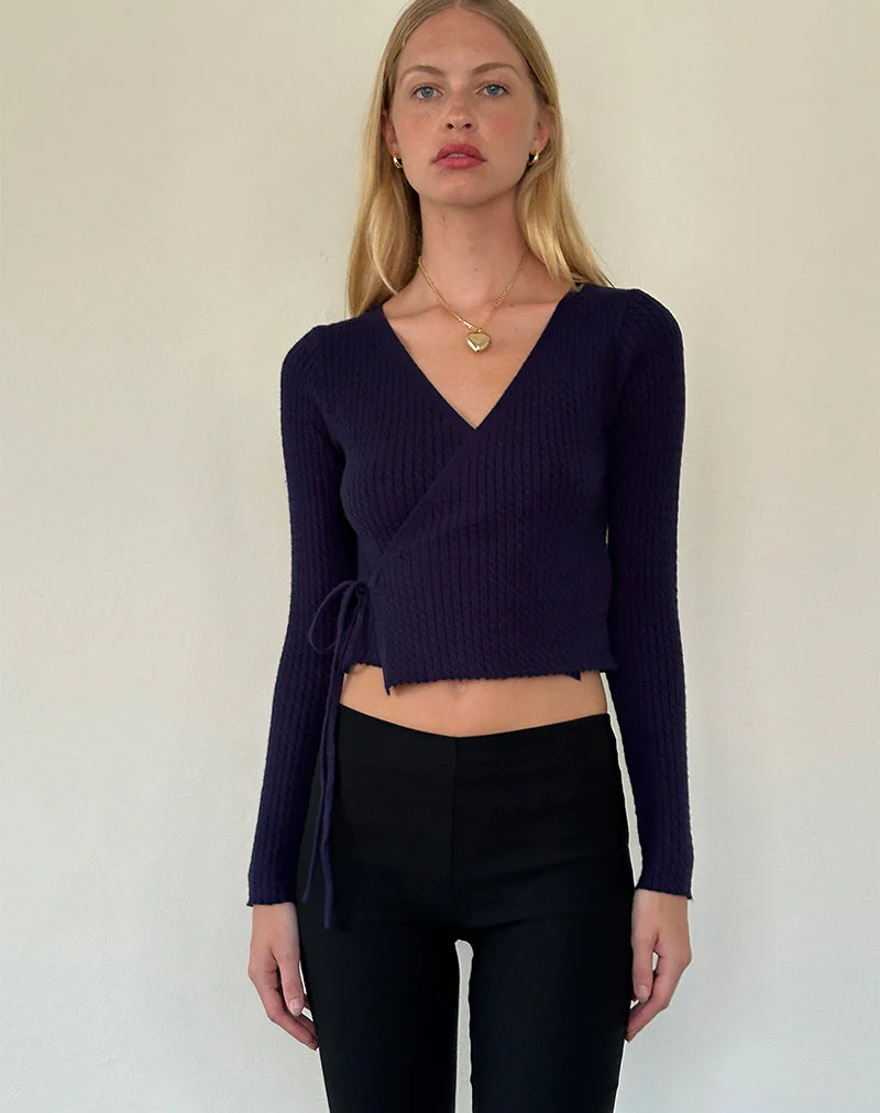 Gisela Strick-Wickel-Strickjacke in Mitternachtsblau - Image 3