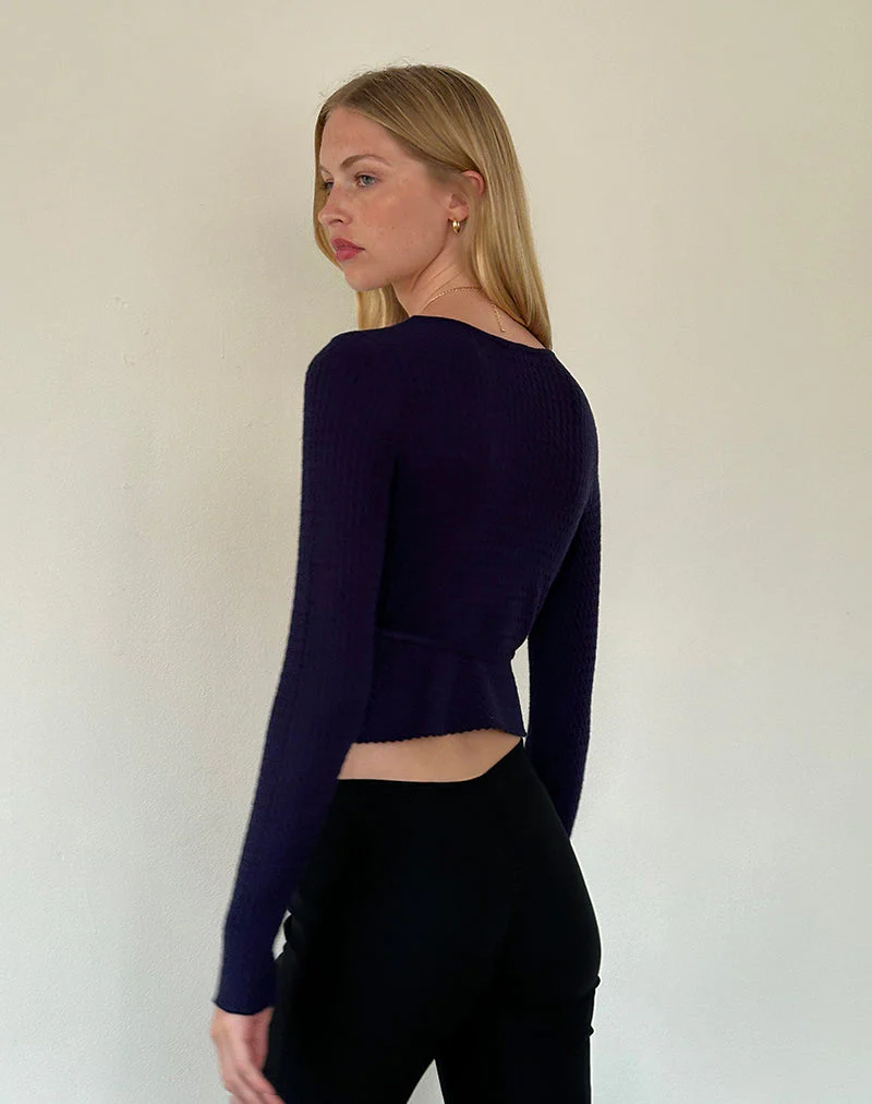 Gisela Strick-Wickel-Strickjacke in Mitternachtsblau - Image 4