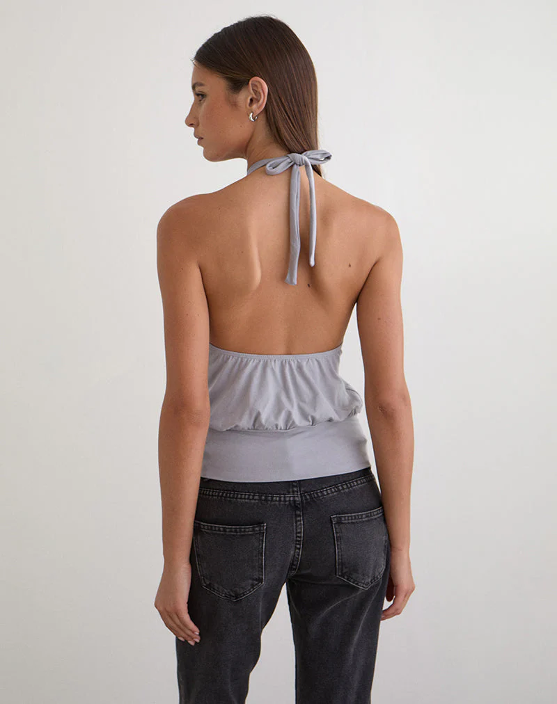 Giunea Knot Halter Top in Lila-Grau - Image 4