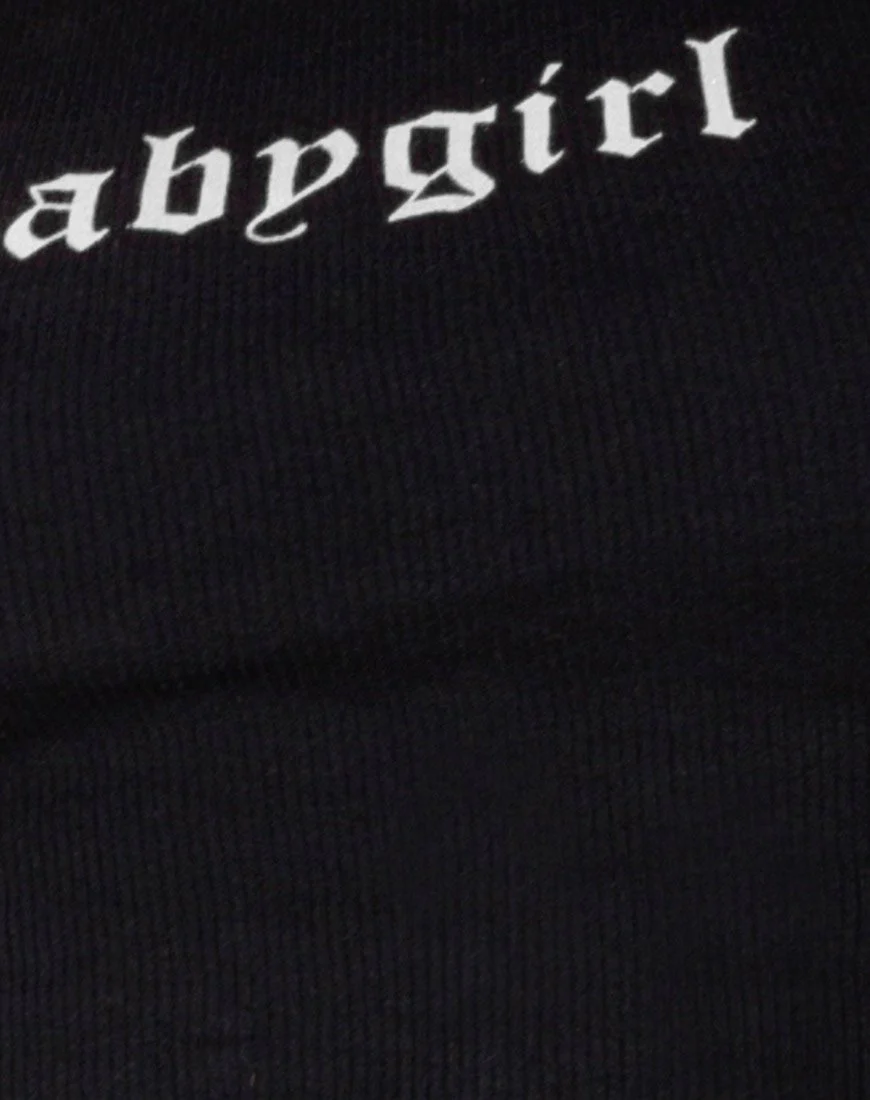 Givas Crop Top in Schwarz mit 'Babygirl' in Weiß - Image 5
