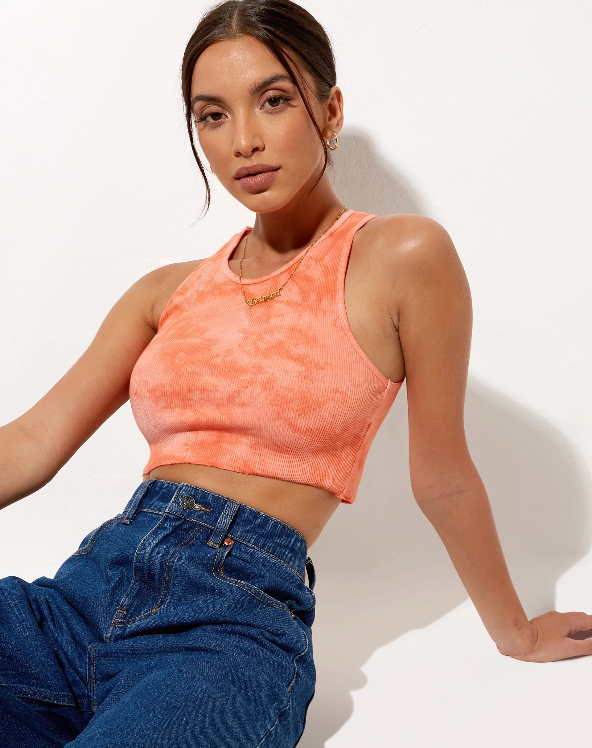 Givas Crop Top in Tangerine Tie Dye - Image 3