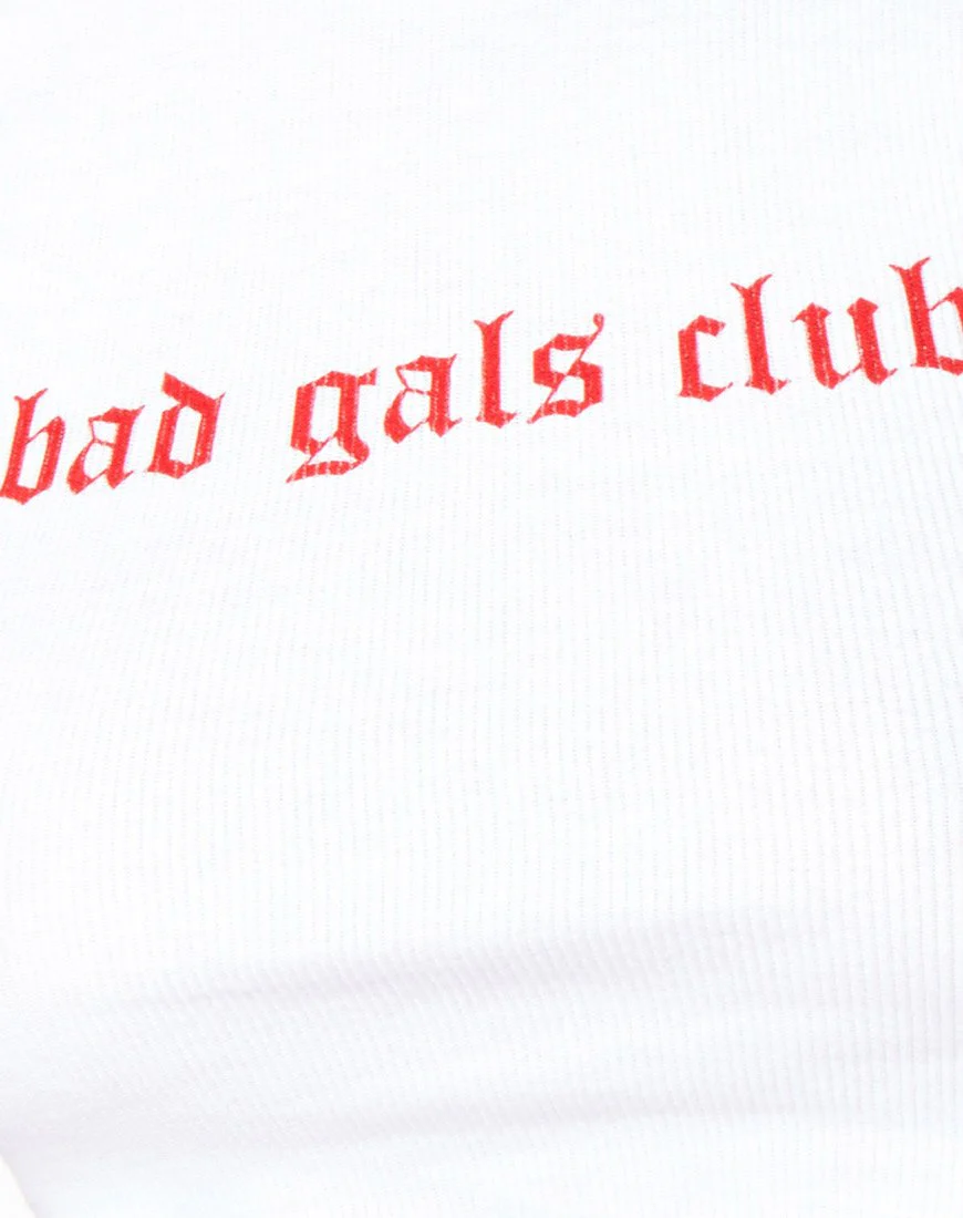 Givas Crop Top in Weiß 'Bad Gals Club' in Rot - Image 7