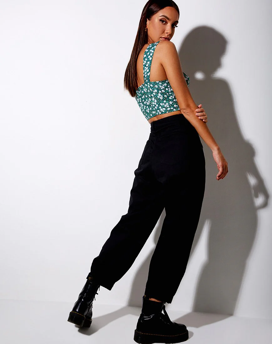 Gladis Vest Crop Top in Feldgrün mit Blumenmuster - Image 4