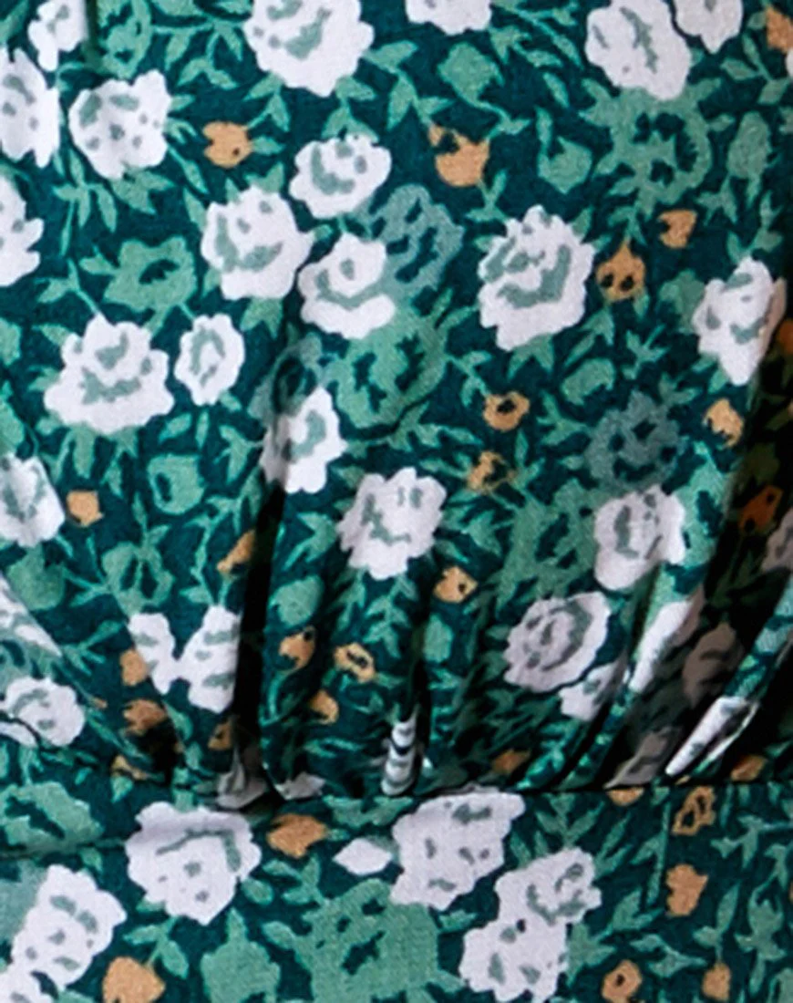 Gladis Vest Crop Top in Feldgrün mit Blumenmuster - Image 5