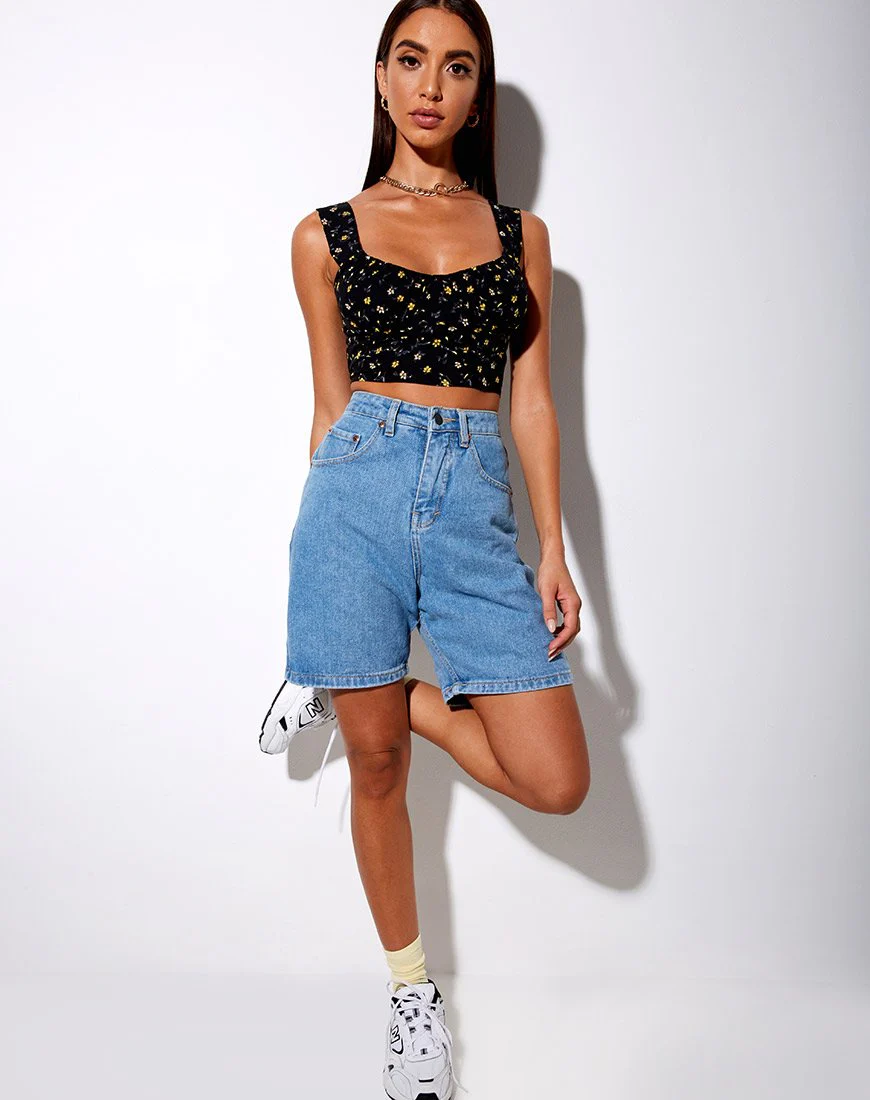 Gladis Vest Crop Top in Pretty Petal Schwarz - Image 4