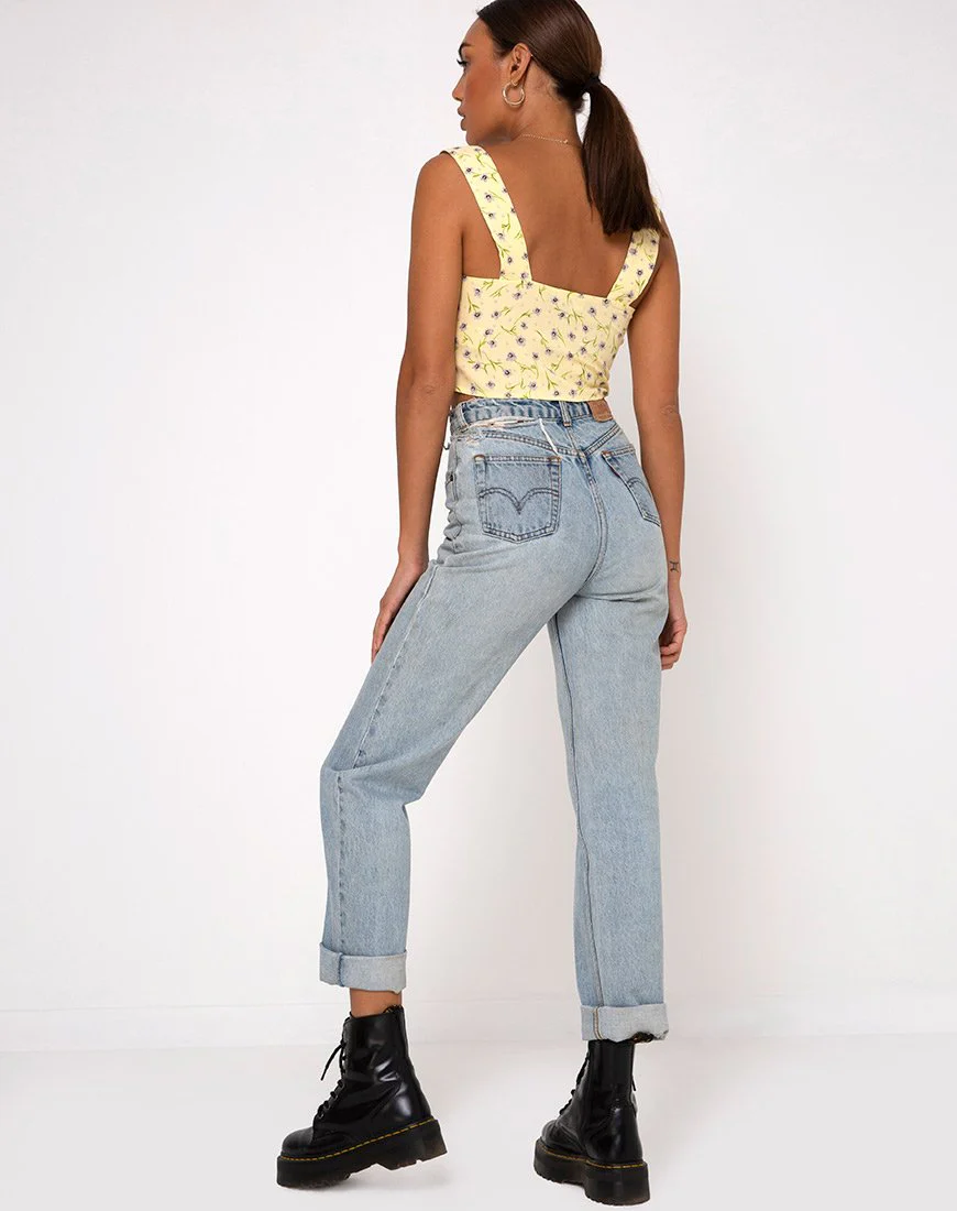 Gladis Vest Crop Top in Wild Flower Lemon Drop - Image 8