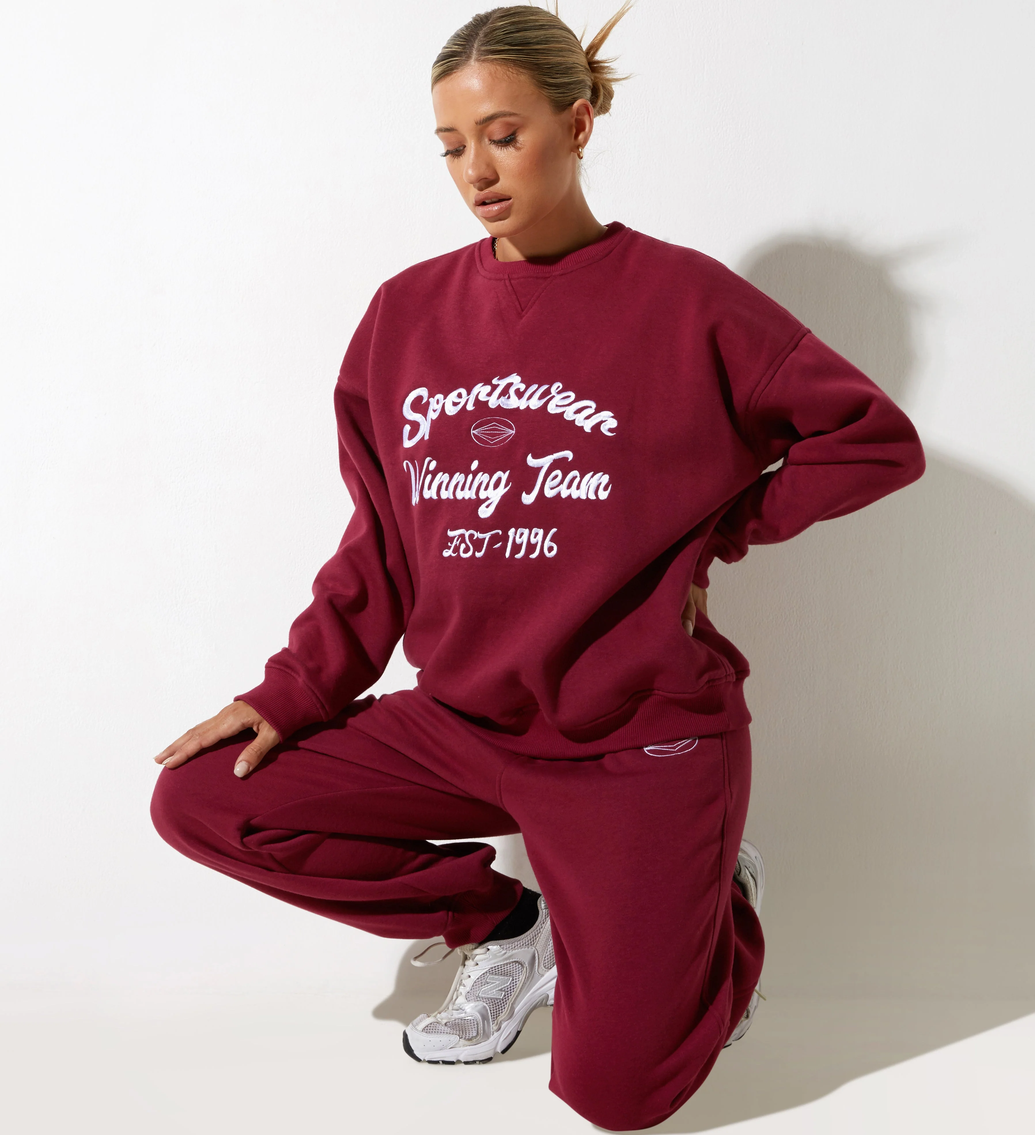 Glan Sweatshirt in Burgund mit 'Winning Team'-Stickerei