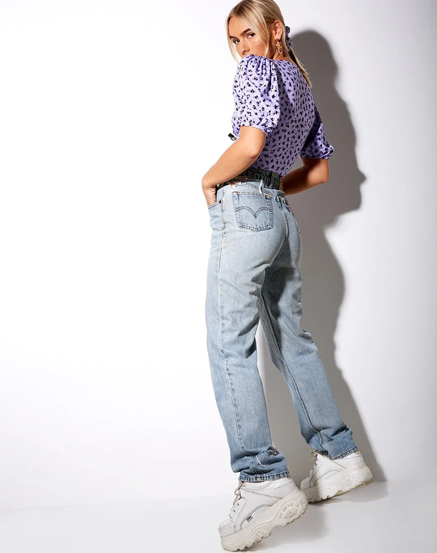 Glarie Crop Top in zartem Gänseblümchen Flieder - Image 4
