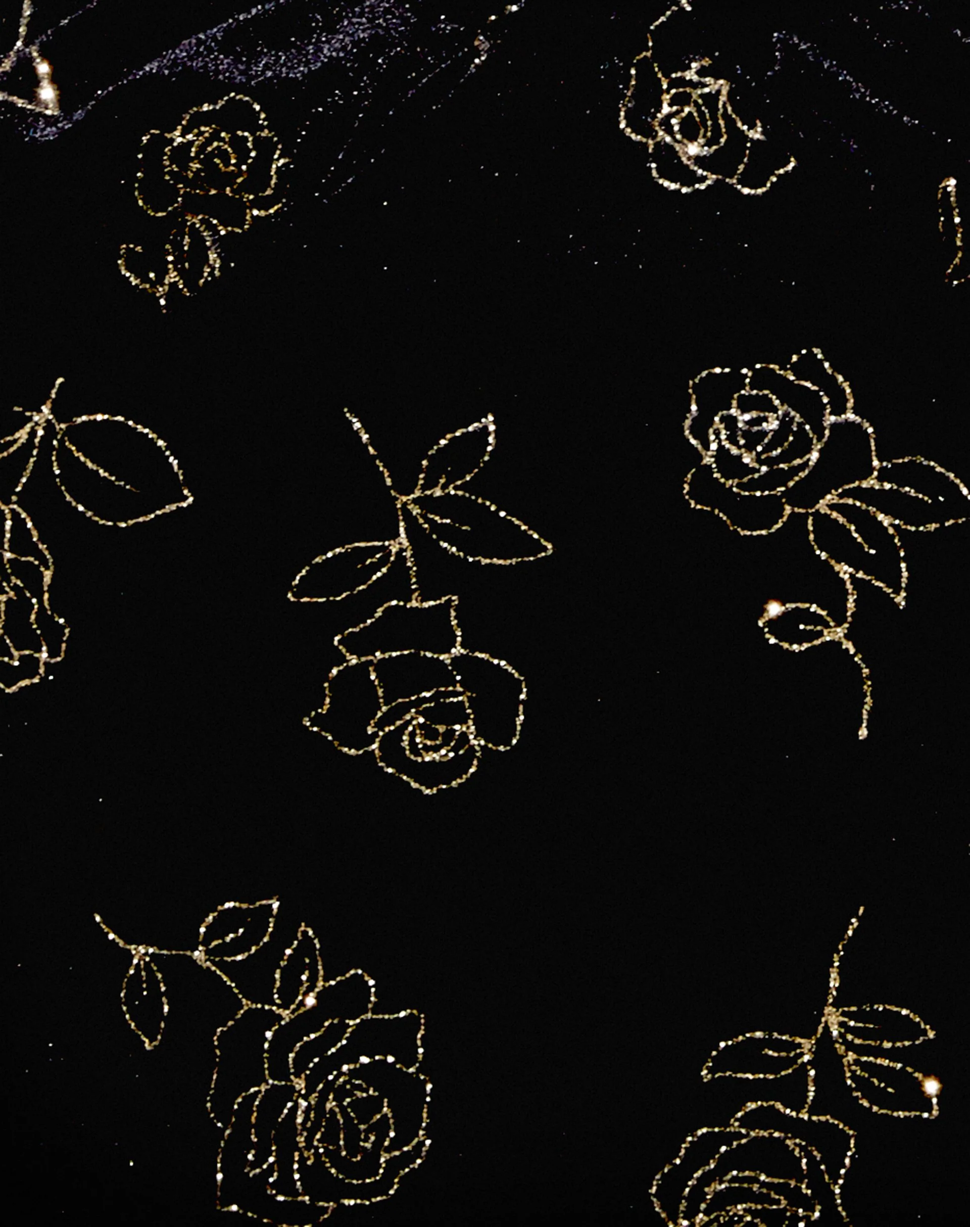 Glasty Crop Top in Schwarz und Gold Rose Stempel - Image 5