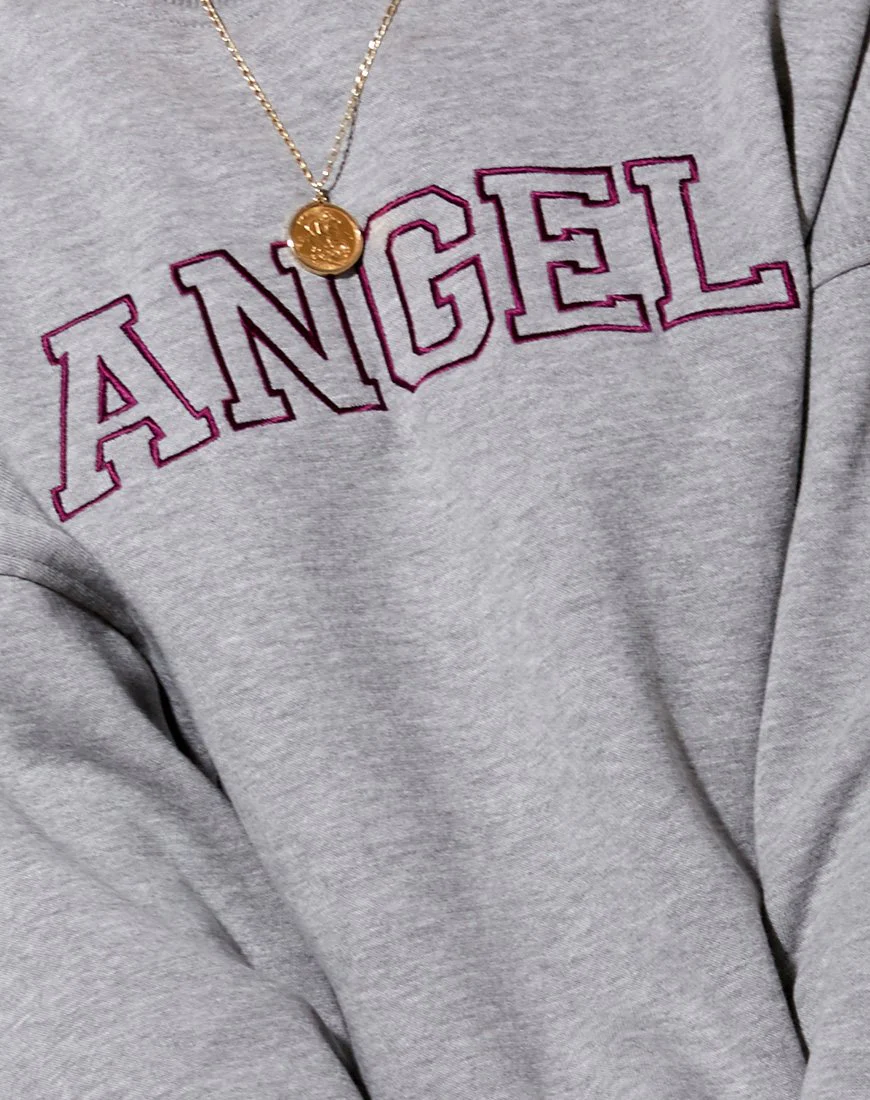 Glo Sweatshirt in Greymarl 'Angel' Embro in Burgundy - Image 7