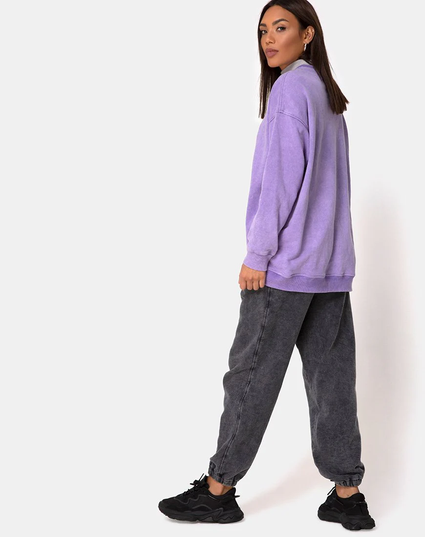 Glo Sweatshirt in fliederfarbener Waschung mit Drachen-Stickerei - Image 5