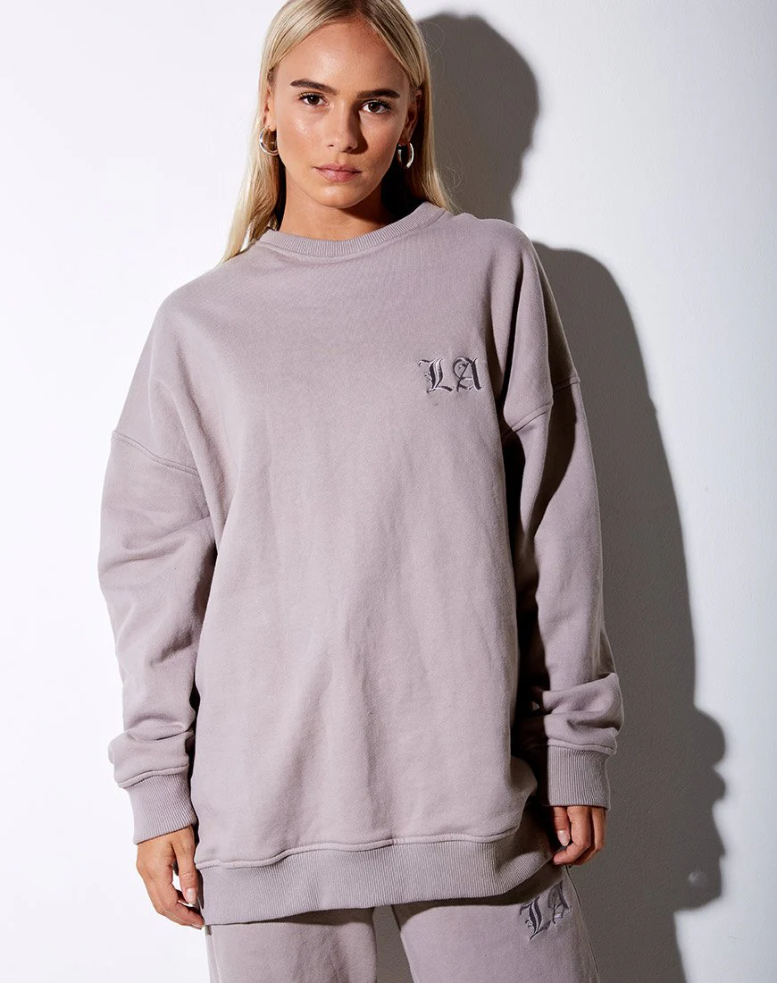 Glo Sweatshirt in Pilzfarben mit 'LA'-Stickerei